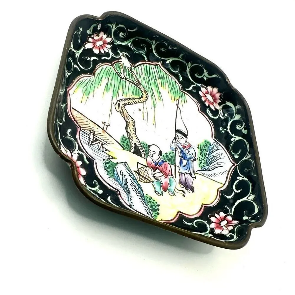 Cloisonné enamel Chinese trinket tray cloisonné enamel